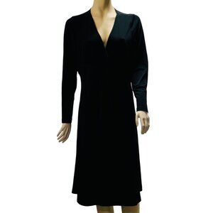 INC Women's Dress Black Stretch Poly Jersey Knit Surplice Bodice Midi Size XL